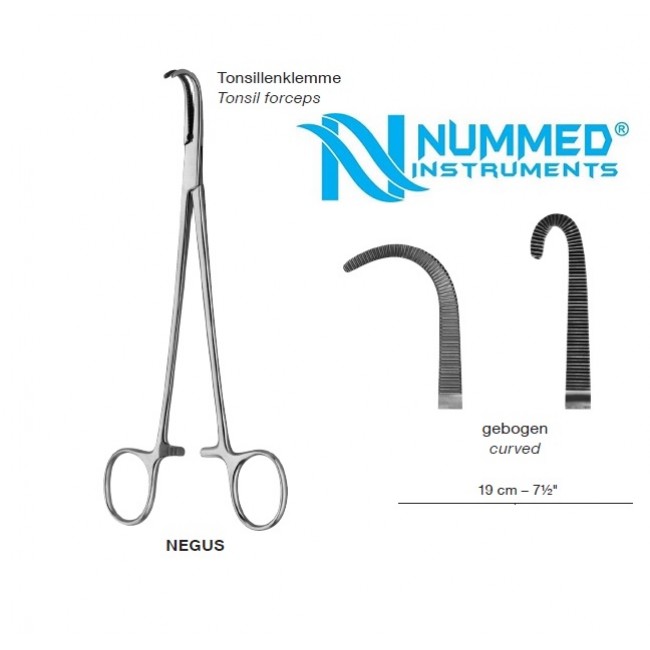 Negus Forceps, Curved , 19 cm Negus Forceps, Curved , 19 cm